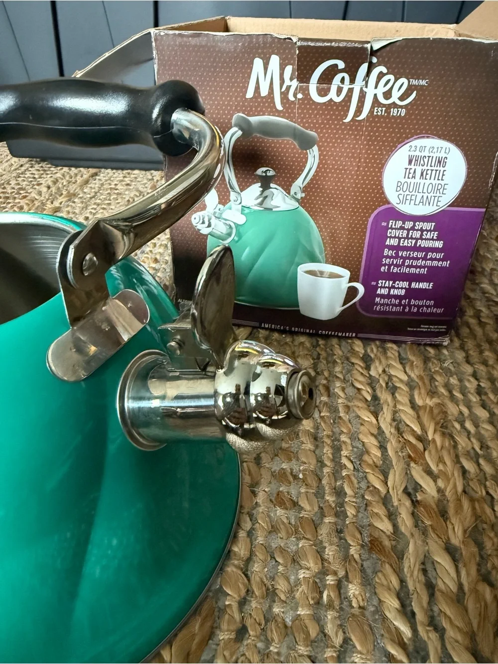 Teal Stainless Steel Whistling Tea Kettle - Stylish Stovetop Kettle